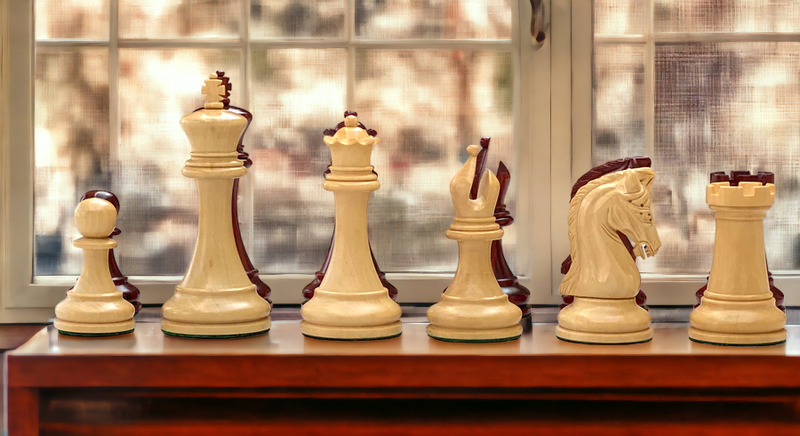 3.75" Tristan Imperial Padauk Chess Pieces - Official Staunton™ 