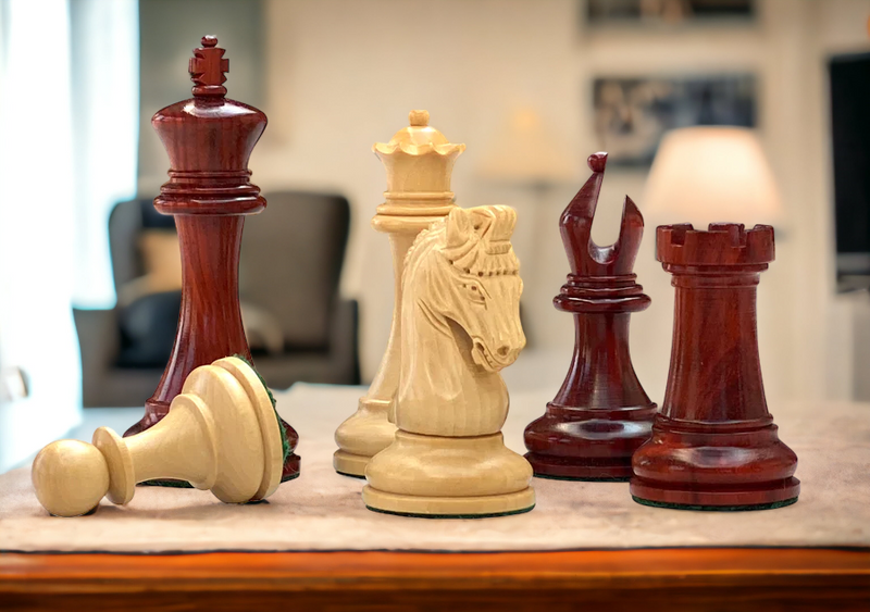 3.75" Tristan Imperial Padauk Chess Pieces - Official Staunton™ 