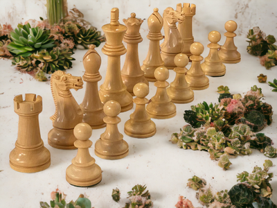 Winchester Staunton Boxwood & Ebonised Chess Pieces - Official Staunton™ 