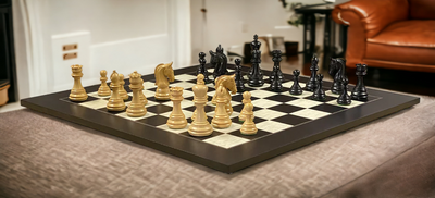 Imperial Anegre Chessmen & Birdseye Maple Deluxe Chess Board - Official Staunton™ 