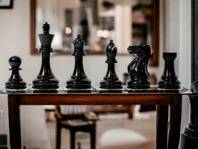 Stallion Black Chess Pieces, Mahogany Chess Board & Mahogany Box - Official Staunton™ 