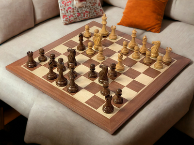 Stallion Acacia Chess Pieces, Mahogany Chess Board & Mahogany Box - Official Staunton™ 