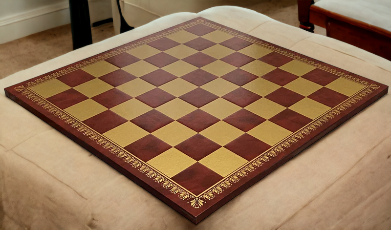 Italian Rosso Board with Calvert Chess Pieces with Vinyl Box - Official Staunton™ 