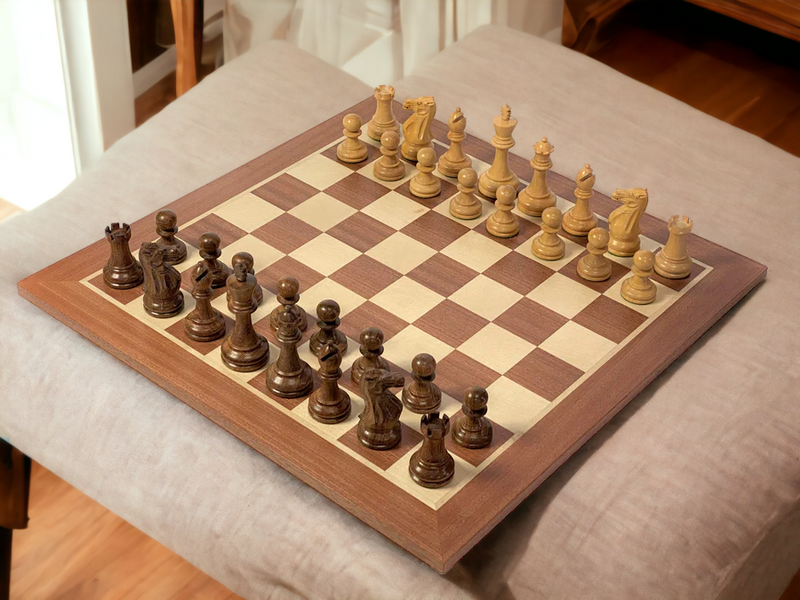 Stallion Acacia Chess Pieces, 19" Mahogany Chess Board & Mahogany Box - Official Staunton™ 
