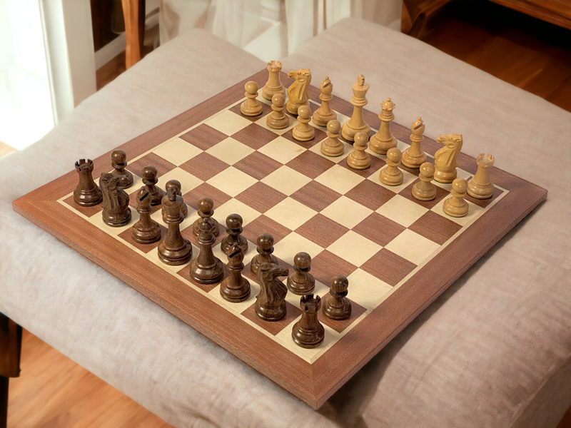 Stallion Acacia Chess Pieces, Mahogany Chess Board & Mahogany Box - Official Staunton™ 