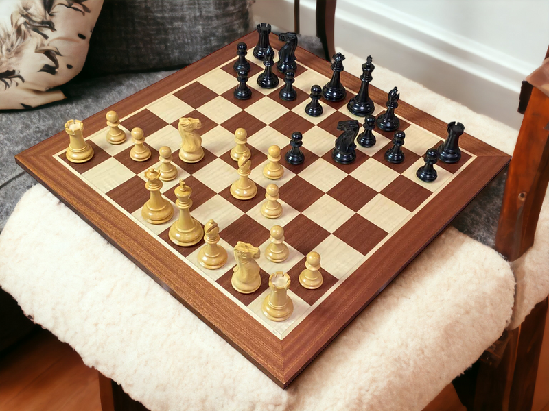 Old English Black and Mahogany Chess Set & Box - Official Staunton™ 