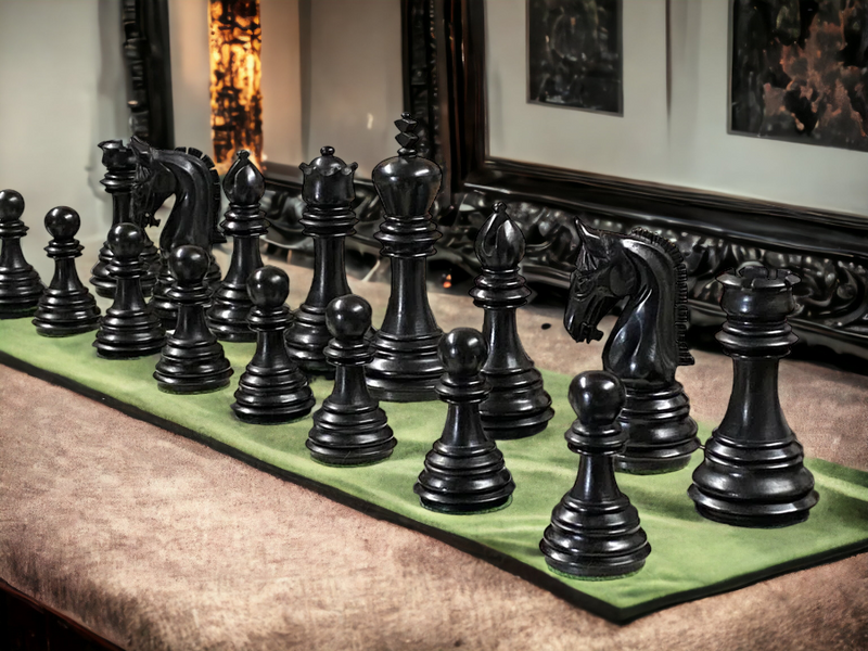 Imperial Anegre Chessmen & Birdseye Maple Deluxe Chess Board - Official Staunton™ 