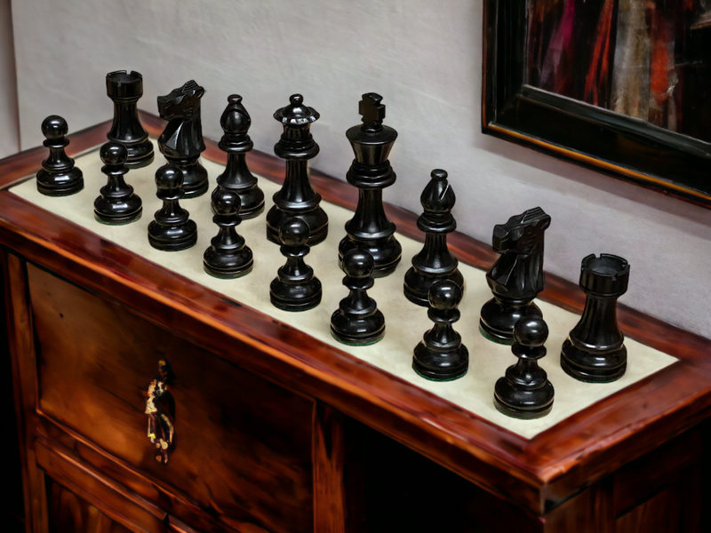 3.75" British Black Chess Pieces, 20" Wenge Chess Board - Official Staunton™ 