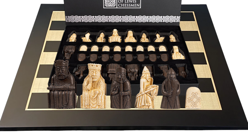 Isle of Lewis Chess Pieces, 20" Anegre Matt Chess Board - Official Staunton™ 