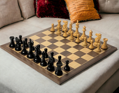 3.5" Stallion Black Walnut Chess Set & Vinyl Box - Official Staunton™ 