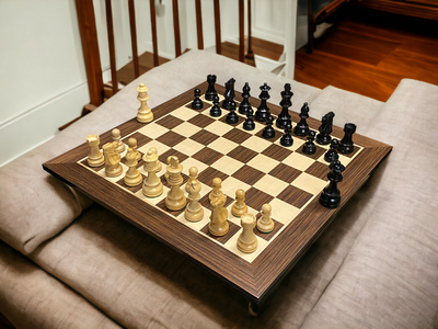 3.75" British Black Chess Pieces, 20" Wenge Chess Board - Official Staunton™ 