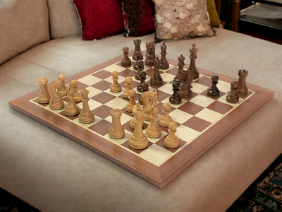 Leningrad Acacia Pieces, 19” Mahogany Board & Chess Box - Official Staunton™ 