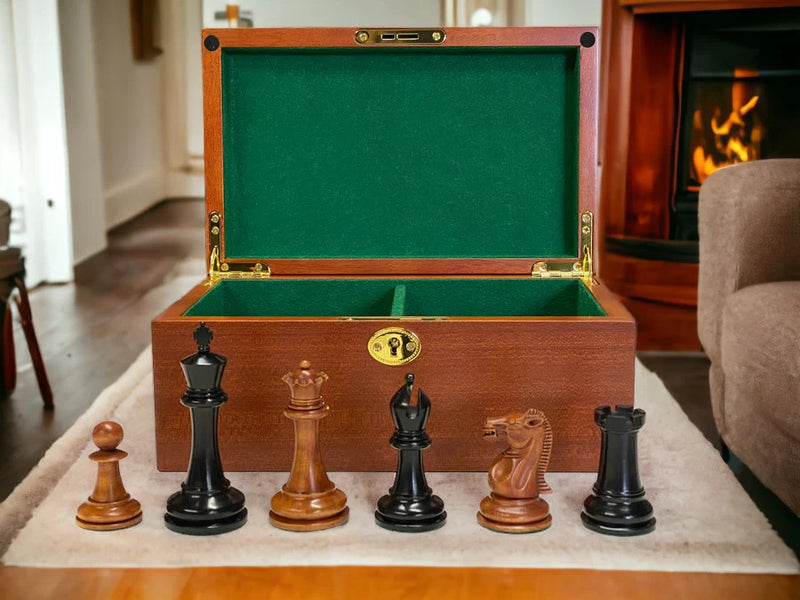 1853 Paulsen Antique Chess Pieces & Mahogany Box - Official Staunton™ 