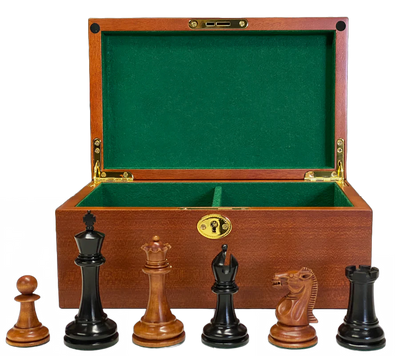 1853 Paulsen Antique Chess Pieces & Mahogany Box - Official Staunton™ 