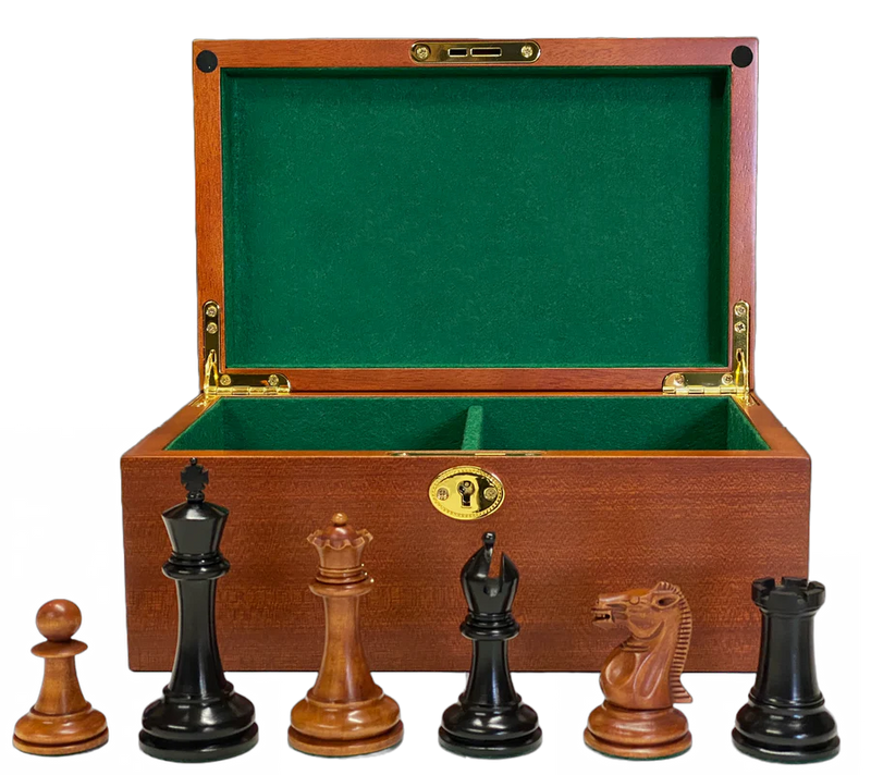 1853 Paulsen Antique Chess Pieces & Mahogany Box - Official Staunton™ 