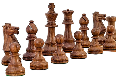 4” British Acacia & Boxwood Chess Pieces - Official Staunton™ 