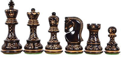 Artistic Burnt Russian Chess Pieces - Official Staunton™ 