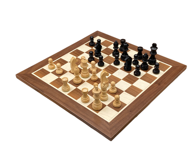 15:75 Inch Walnut Black Classic Wooden Chess Set & Box - Official Staunton™ 