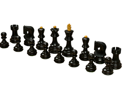 3" Russian Zagreb Ebonised Chess Pieces 15.75" Mahogany Board & Box - Official Staunton™ 