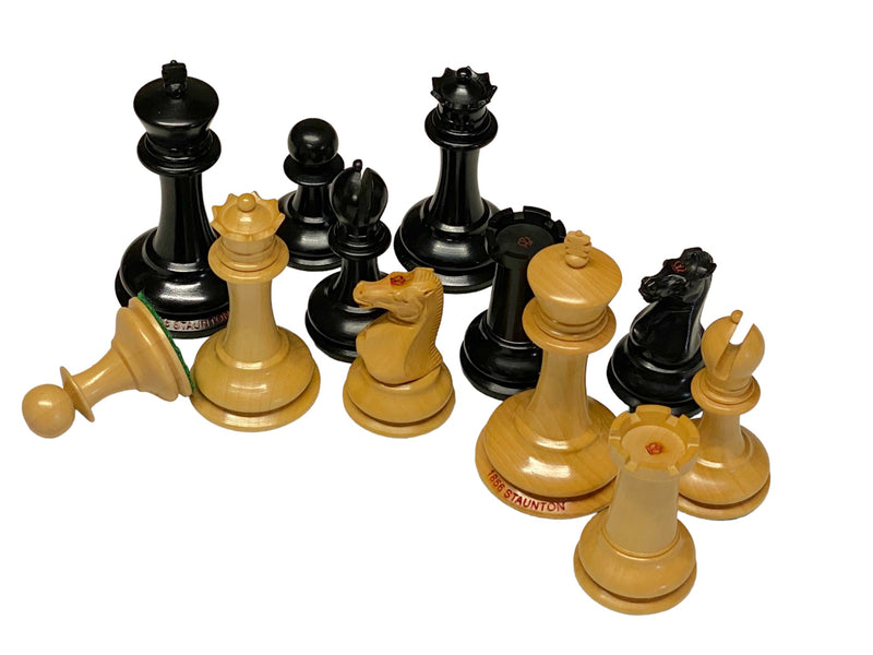 3.5 Inch DropJaw Ebony Chess Set & Mahogany Slide Box - Official Staunton™ 