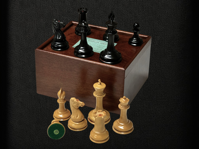 1850 London Boxwood and Ebony 3.5 Inch Replica Chessmen - Official Staunton™ 