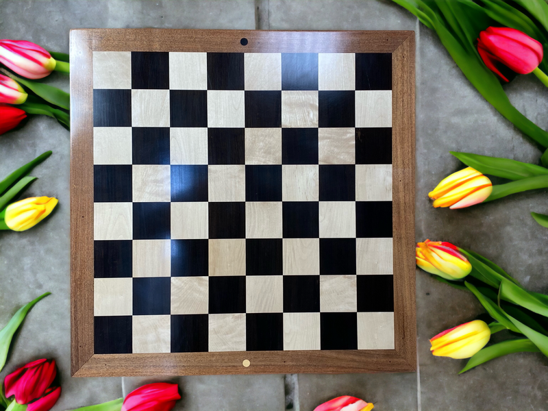 23” Hand Made Solid Acacia, Boxwood and Ebony Chess Board - Official Staunton™ 