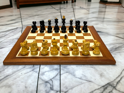 3" Russian Zagreb Ebonised Chess Pieces 15.75" Mahogany Board & Box - Official Staunton™ 