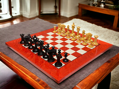 Mark Antony Chess Pieces, Presentation Case & Italian Red Chess Board - Official Staunton™ 