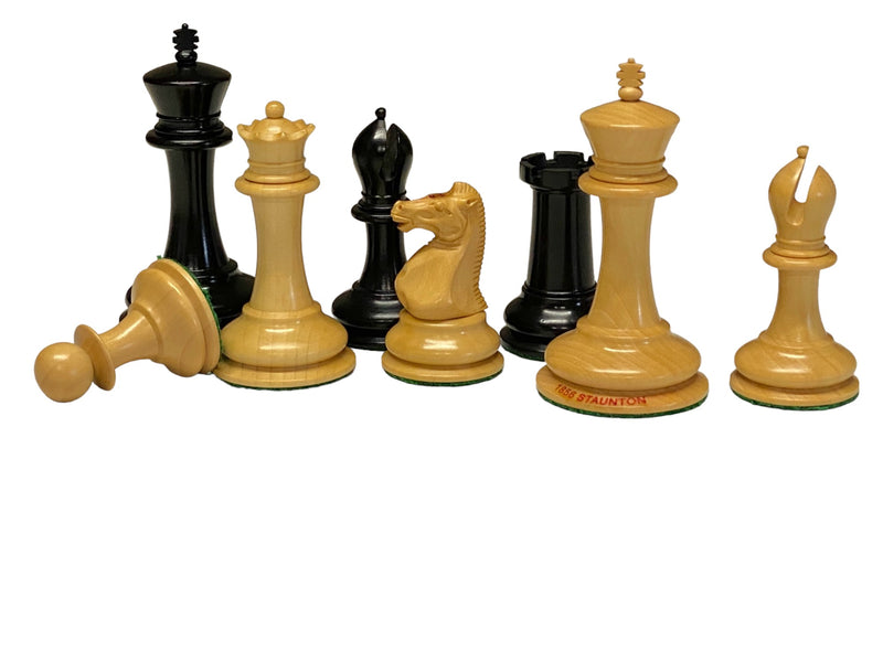 3.5 Inch DropJaw Ebony Chess Set & Mahogany Slide Box - Official Staunton™ 