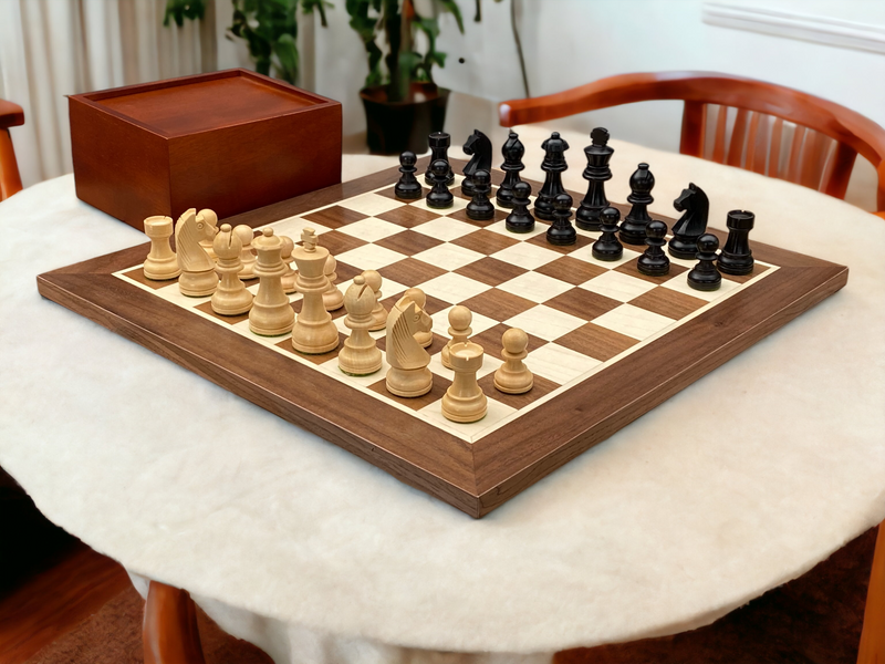 15:75 Inch Walnut Black Classic Wooden Chess Set & Box - Official Staunton™ 