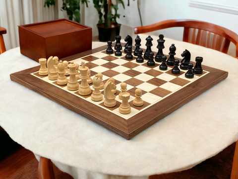 
  
	
    
	
    15:75 Inch Walnut Black Classic Wooden Chess Set & Box
