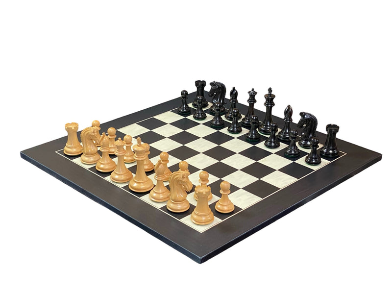 Imperial Ebony Chess Pieces & Anegre Burl Chess Board - Official Staunton™ 