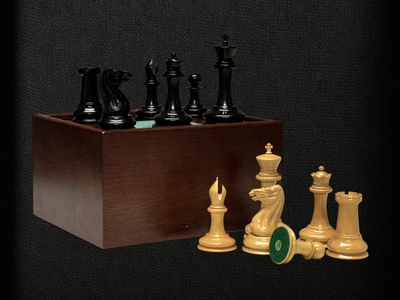 1850 London Boxwood and Ebony 3.5 Inch Replica Chessmen - Official Staunton™ 