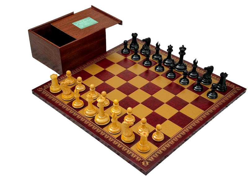 1850 London Chessmen Italian Retro Chessboard and Slide Top Box - Official Staunton™ 