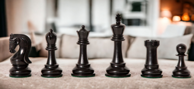 4" Leningrad Staunton Boxwood & Black Chess Pieces - Official Staunton™ 