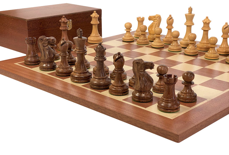 Stallion Acacia Chess Pieces, Mahogany Chess Board & Mahogany Box - Official Staunton™ 