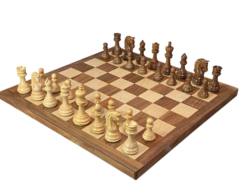 Imperial Acacia Chess Pieces, 20" Solid Wood Board, Mahogany Box - Official Staunton™ 