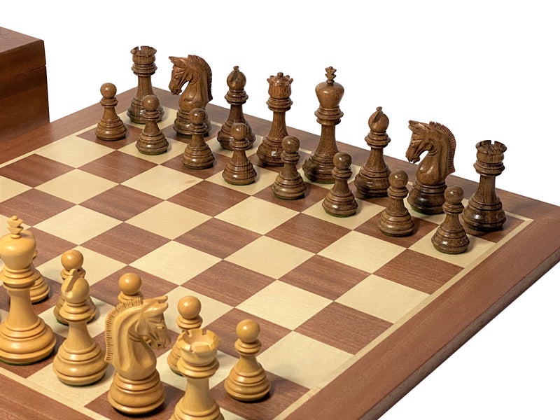 Imperial Acacia Mahogany Chess Set & Mahogany Box - Official Staunton™ 