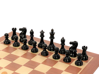 Stallion Black Chess Pieces, 19" Mahogany Chess Board & Mahogany Box - Official Staunton™ 