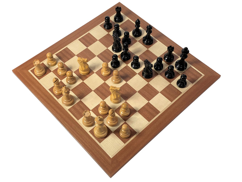 Stallion Black Chess Pieces, 19" Mahogany Chess Board & Mahogany Box - Official Staunton™ 