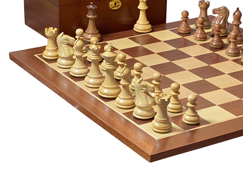 Queens Gambit Acacia Pieces 19" Mahogany Chessboard & Box - Official Staunton™ 