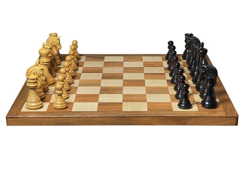 Imperial Boxwood Ebonised Chess Pieces, 20" Acacia Board & Vinyl Box - Official Staunton™ 