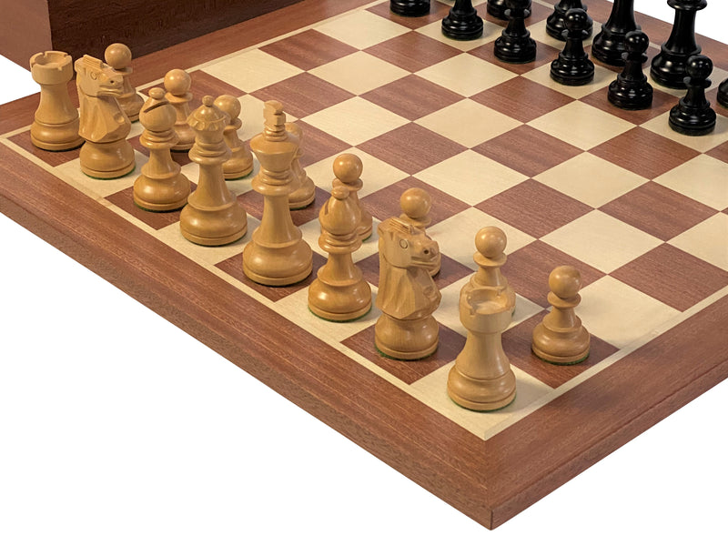 British Black Mahogany Chess Set & Mahogany Box - Official Staunton™ 