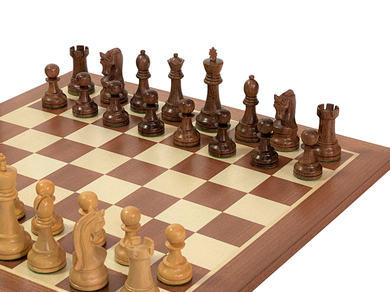 Leningrad Acacia Pieces, 19” Mahogany Board & Chess Box - Official Staunton™ 