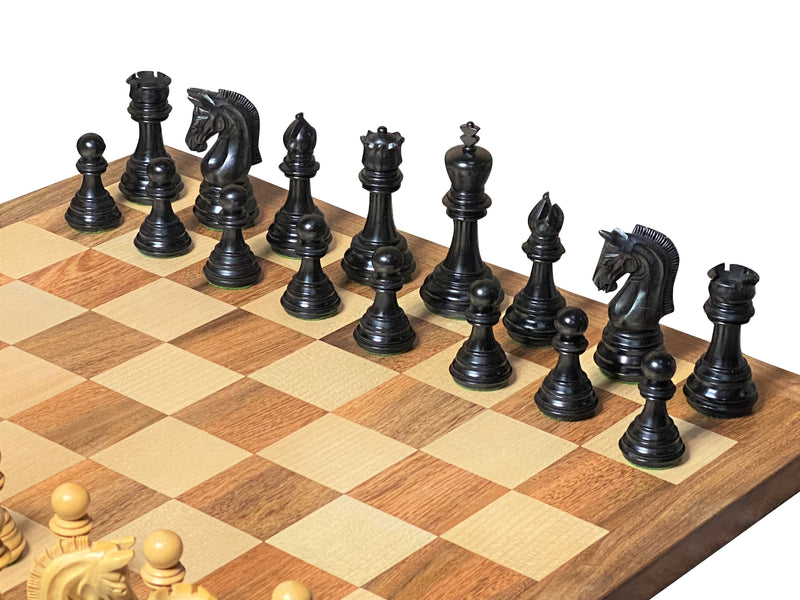 Imperial Boxwood Ebonised Chess Pieces, 20" Acacia Board & Vinyl Box - Official Staunton™ 