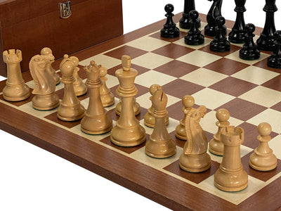 Black Winchester Staunton Mahogany Chess Set & Box - Official Staunton™ 