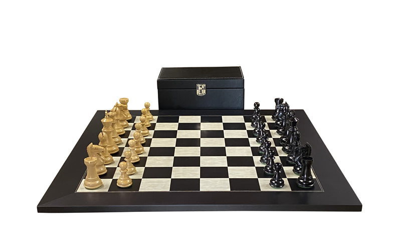 Queens Gambit Anegre Birdseye Deluxe Chess Set & Vinyl Box - Official Staunton™ 