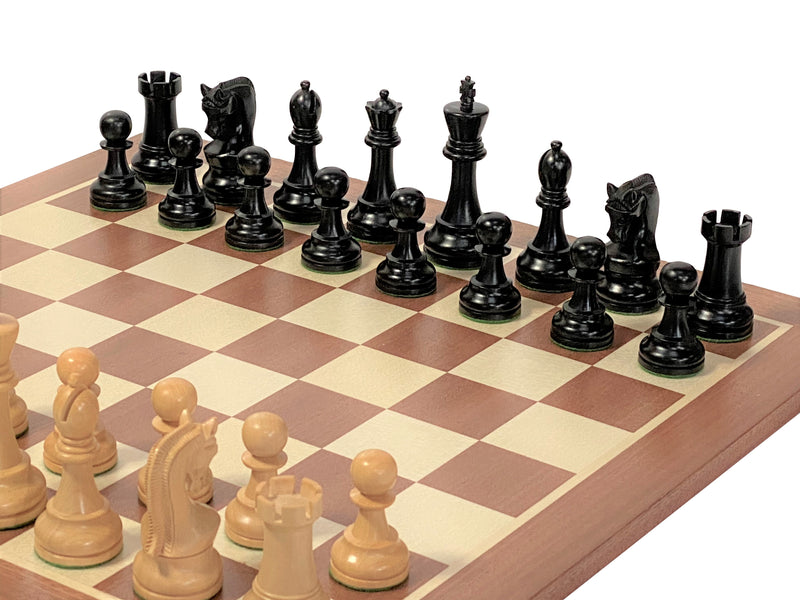 Leningrad Black Chess Pieces, Mahogany Chess Board & Box - Official Staunton™ 