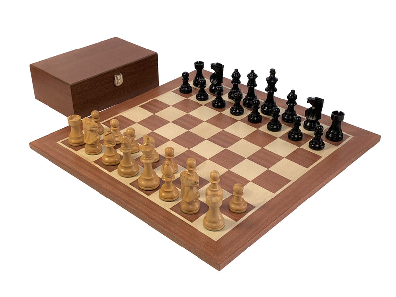 British Black Mahogany Chess Set & Mahogany Box - Official Staunton™ 