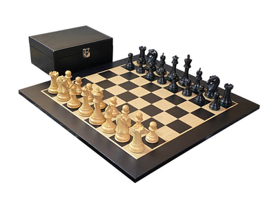 Craftsman Ebony Chess Pieces, 20" Standard Chess Board & Vinyl Box - Official Staunton™ 